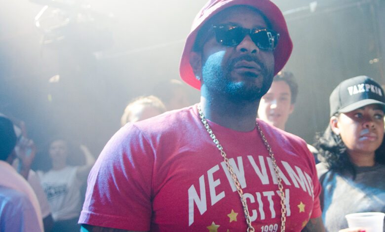 Rapper Jim Jones is seen on stage where A-Trak performs in concert at Terminal 5 on Saturday, May 31, 2014, in New York. (Photo by Scott Roth/Invision/AP)