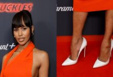 Sabrina Elba Steps Out in White Louboutin Pumps  for ‘Knuckles’ Premiere